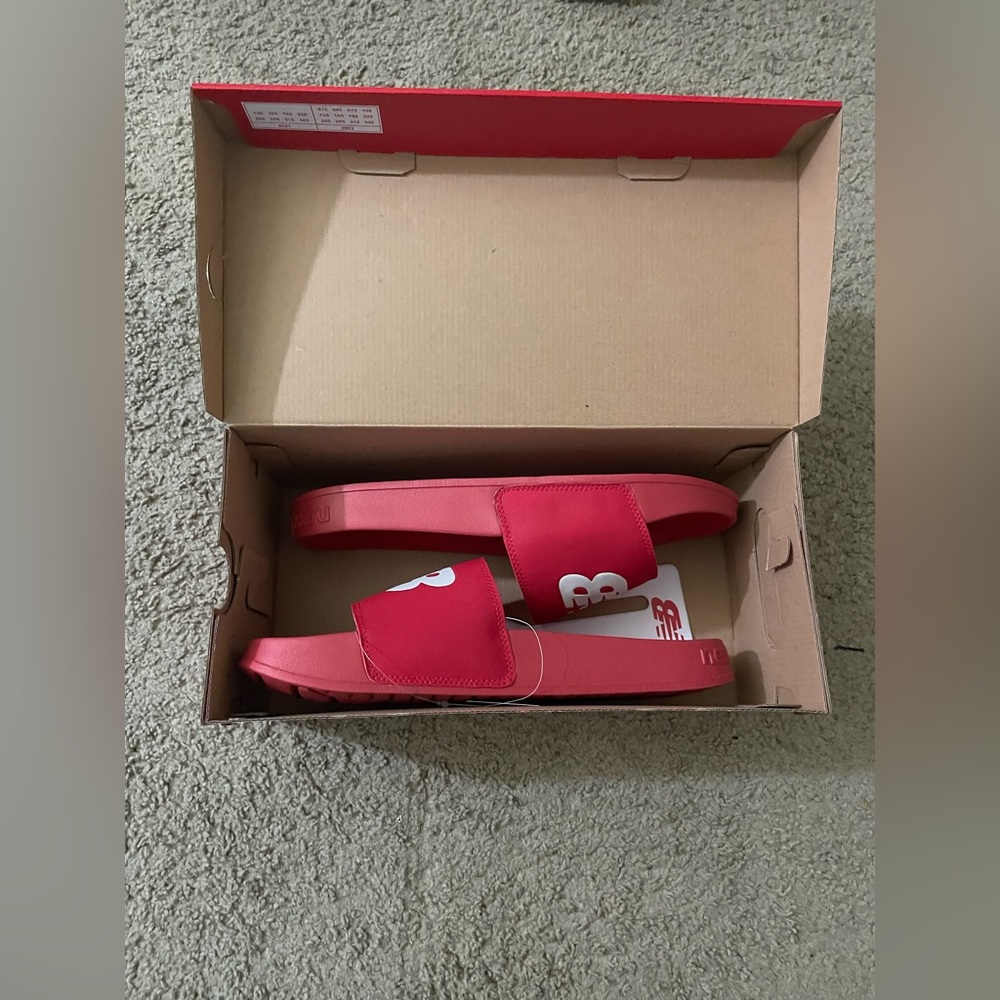 Red New Balance 200 Slides- NWT